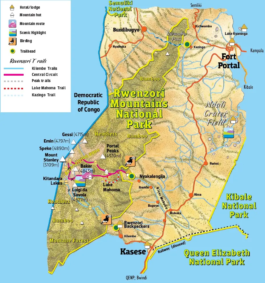 rwenzori mountains national park uwa map rwenzori mountains national park uwa map